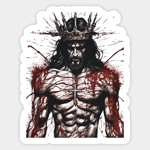 Jesus Muscular Sticker by animegirlnft